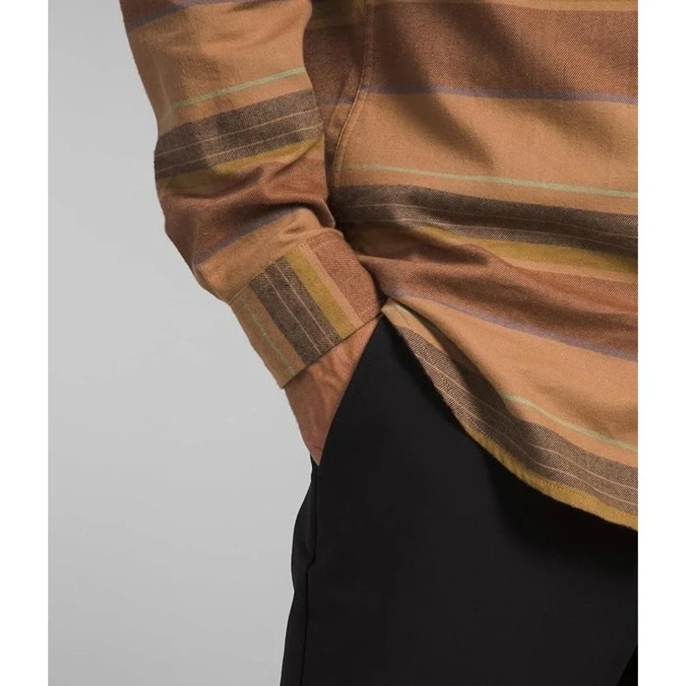 The North Face Arroyo Flannel Shirt Almond Butter Stripe Mens NF0A5373 XL NEW